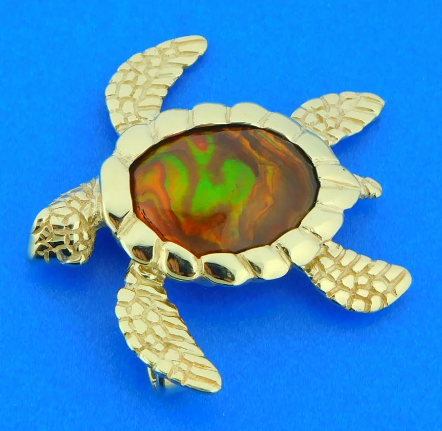 Steven Douglas Sea Turtle Necklace, 14K Yellow Gold & Fire Agate