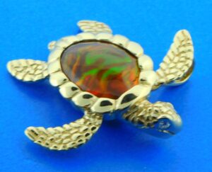 Steven Douglas Sea Turtle Necklace, 14K Yellow Gold & Fire Agate