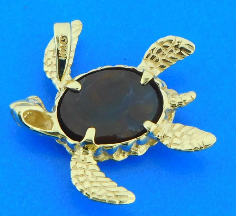 Steven Douglas Sea Turtle Necklace, 14K Yellow Gold & Fire Agate