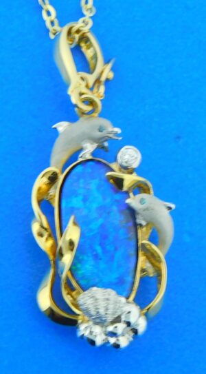 Denny Wong Dolphin & Opal Necklace, 18K 2-Tone