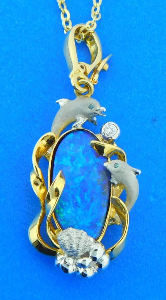 Denny Wong Dolphin & Opal Necklace, 18K 2-Tone