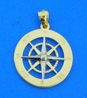 14k compass rose pendant 2-tone