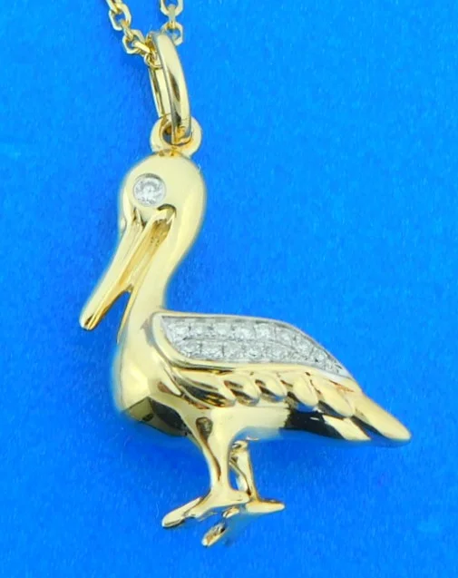 Pelican 3-D Diamond Pendant, 14K