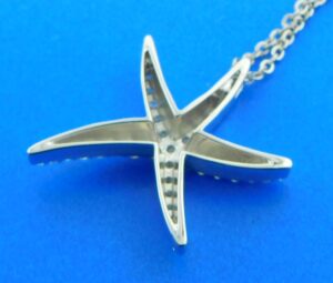 14k white gold diamond starfish pendant