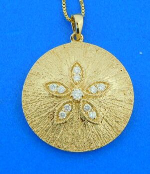 14k diamond sand dollar pendant