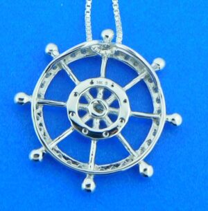 ships wheel diamond 14k pendant