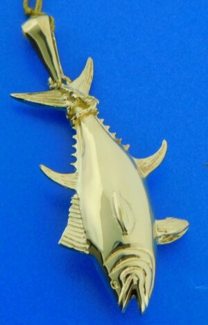 14k tuna 3d pendant yellow gold