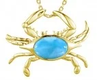 Alamea Blue Crab Pendant, 14K & Larimar 4 14k larimar crab pendant