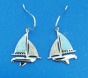 sailboat dangle earrings sterling silver & larimar