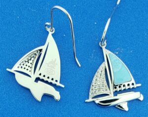 sailboat dangle earrings sterling silver & larimar