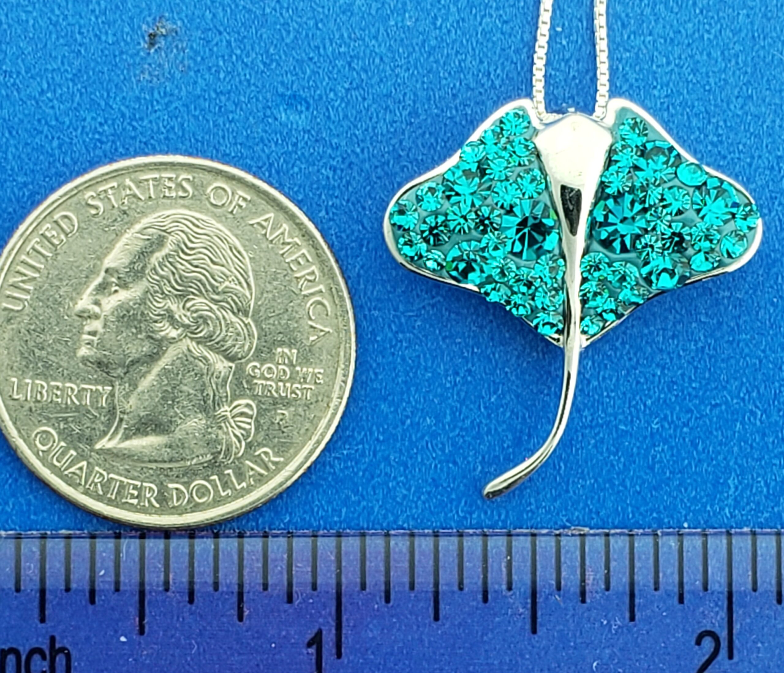 Manta Ray Pendant, Sterling Silver & Crystals 5 Manta Ray Pendant, Sterling Silver & Crystals - Image 5