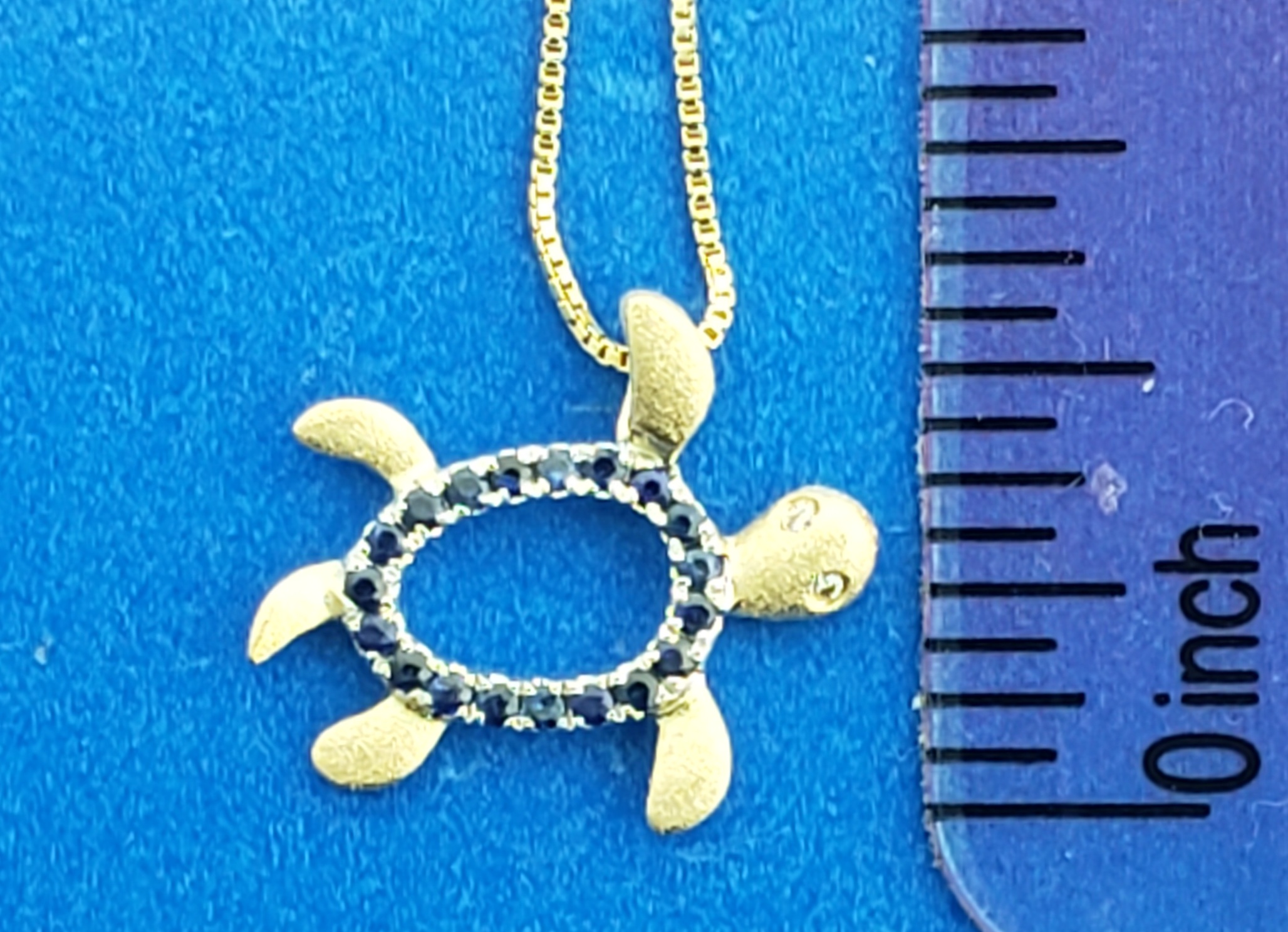 Denny Wong Sea Turtle Pendant, 14K And Sapphires 5 Denny Wong Sea Turtle Pendant, 14K And Sapphires - Image 5