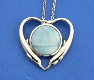 Alamea Dolphin Heart Pendant, Sterling Silver