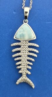 Alamea Bonefish Pendant, Sterling Silver & Larimar