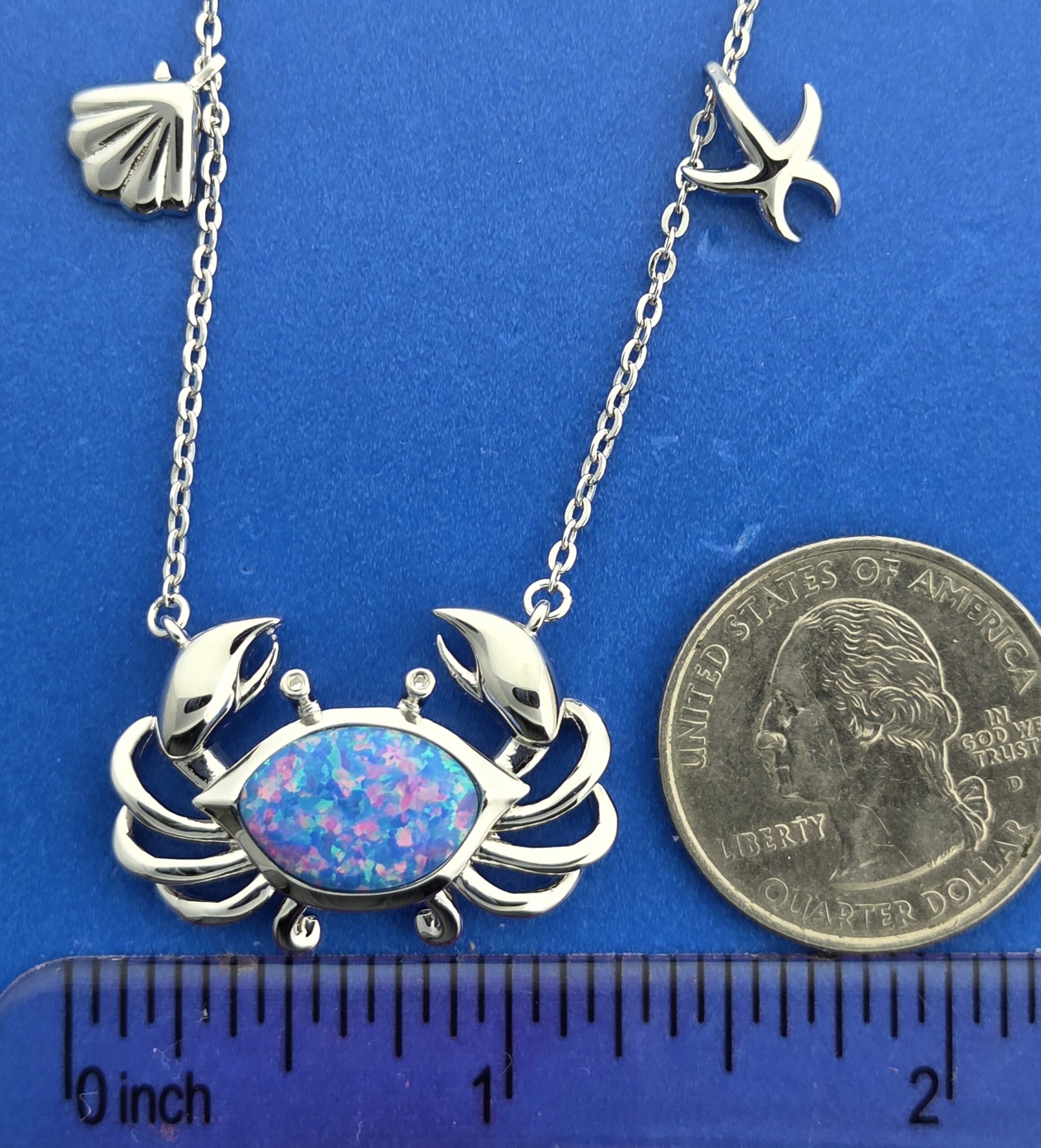 Alamea Crab Necklace, Sterling Silver & Opal 4 Alamea Crab Necklace, Sterling Silver & Opal - Image 4