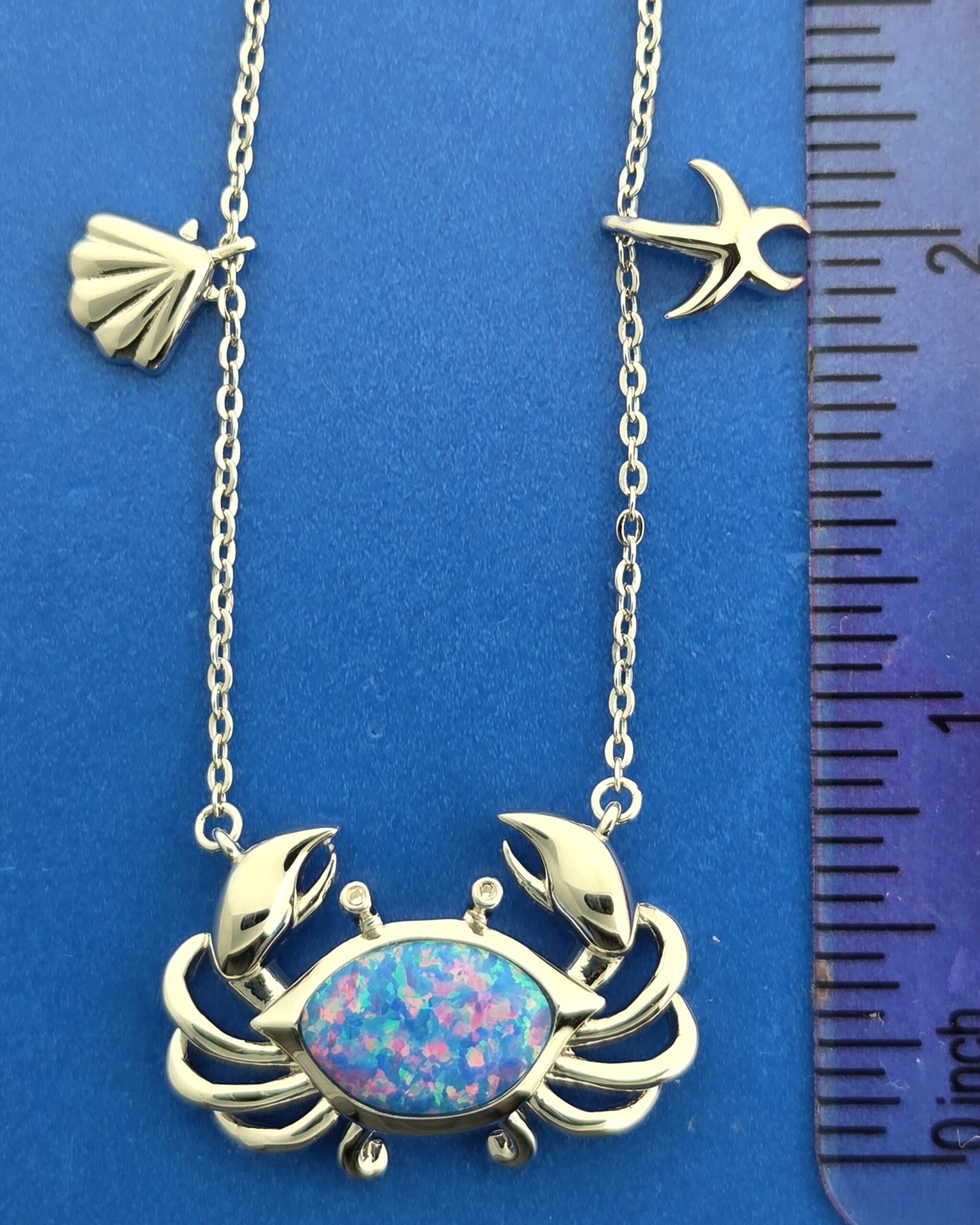 Alamea Crab Necklace, Sterling Silver & Opal 5 Alamea Crab Necklace, Sterling Silver & Opal - Image 5