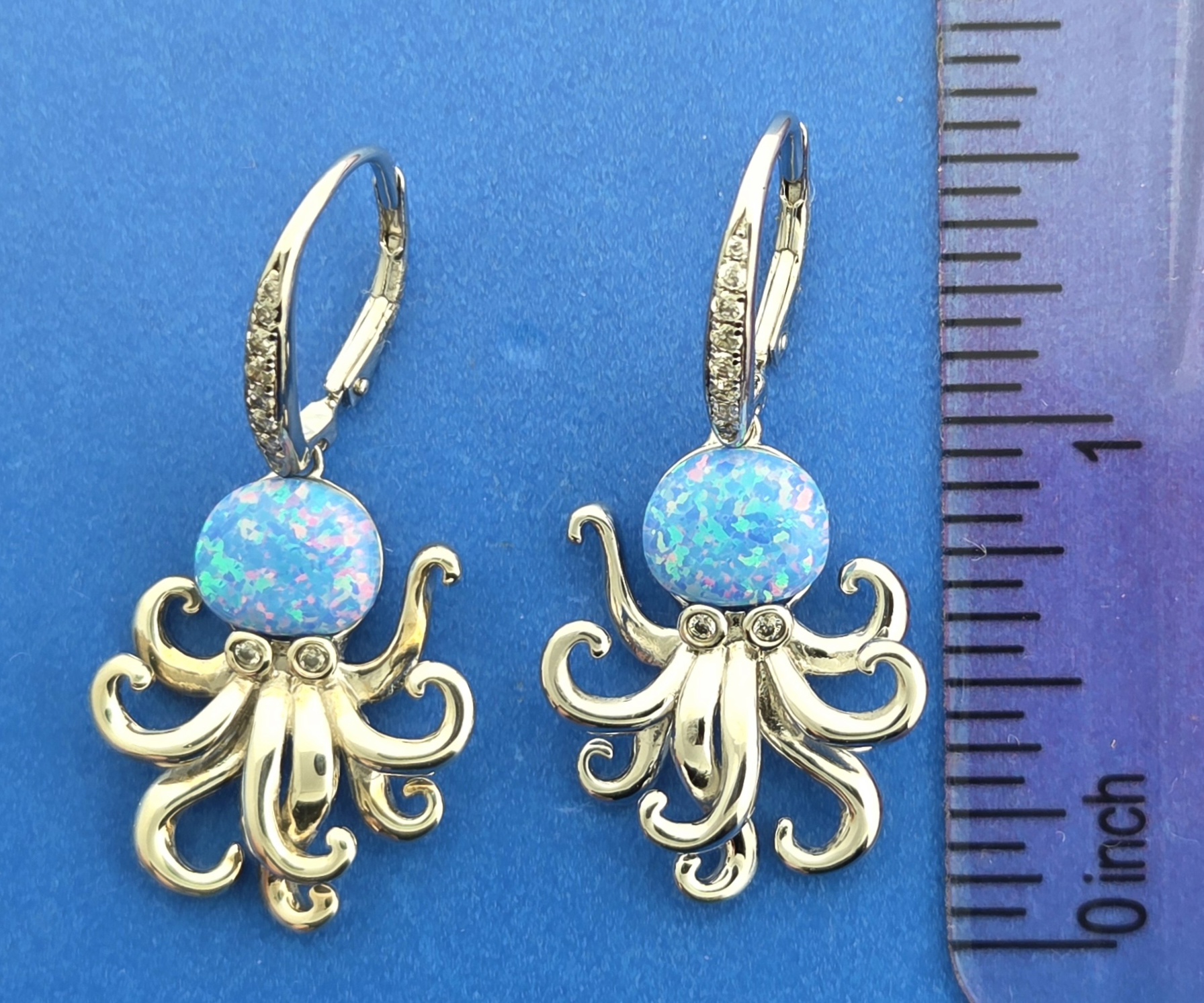 Alamea Octopus Earrings, Sterling Silver & Opal 5 Alamea Octopus Earrings, Sterling Silver & Opal - Image 5