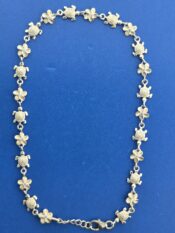 Alamea Sea Turtle & Plumeria Ankle Bracelet, Sterling Silver