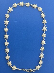 Alamea Sea Turtle & Plumeria Ankle Bracelet, Sterling Silver