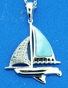 sailboat pendant sterling silver & larimar