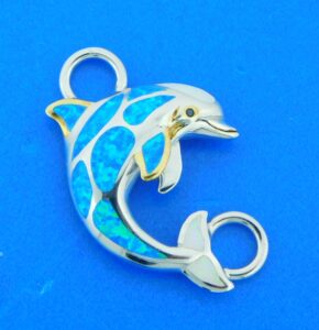 kovel dolphin bracelet topper opal & sterling silver