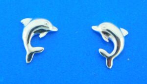 sterling silver dolphin post earrings