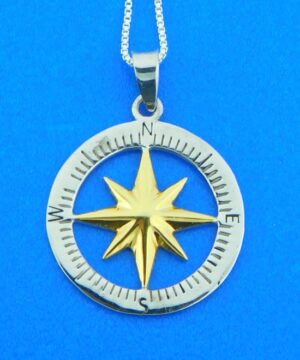 lbi sterling silver compass pendant