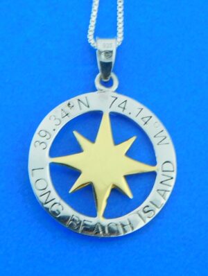 lbi sterling silver compass pendant