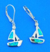 sterling silver opal sailboat earrings