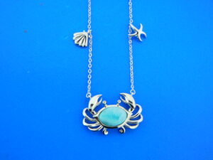 alamea sterling silver & larimar crab necklace