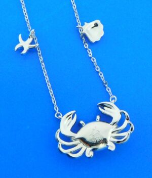 alamea sterling silver & larimar crab necklace