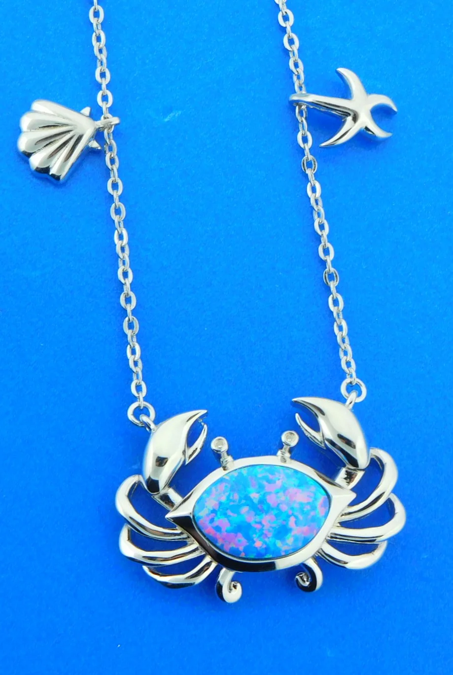alamea sterling silver & opal crab necklace