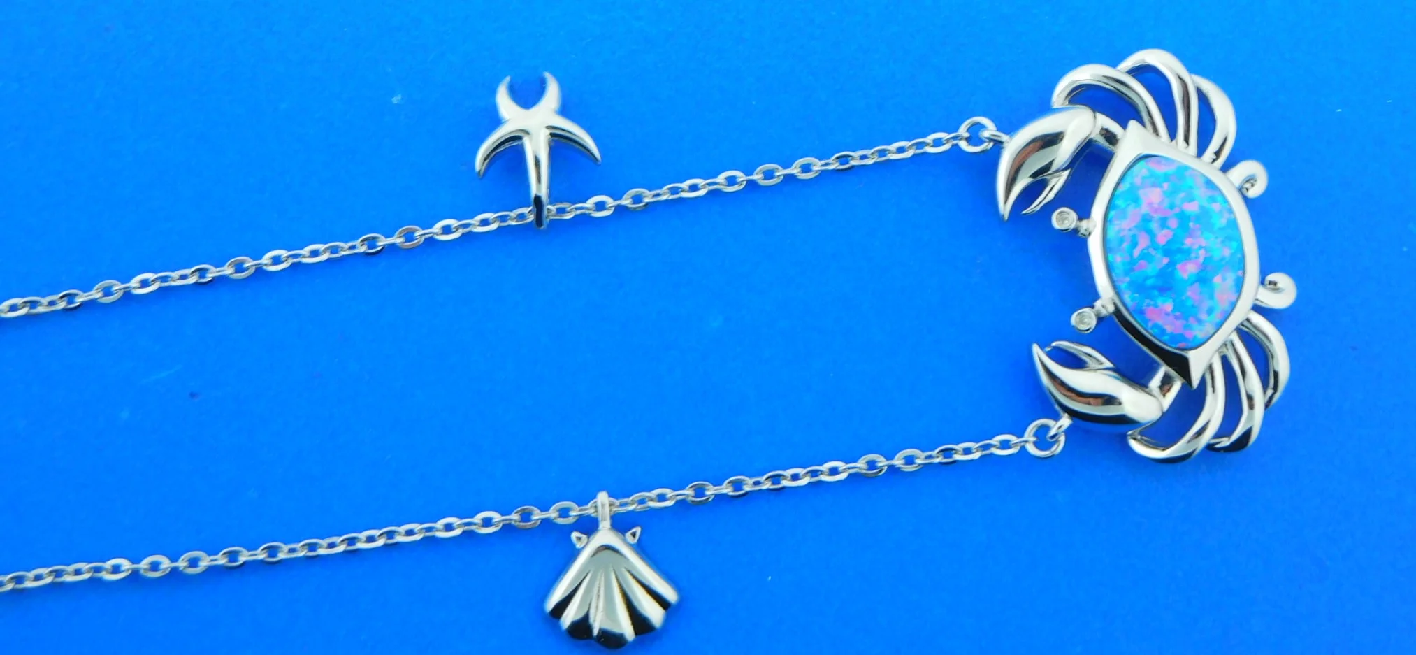 alamea sterling silver & opal crab necklace