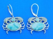 alamea sterling silver & larimar crab dangle earrings