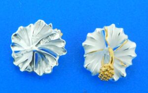 sterling silver hibiscus post earring