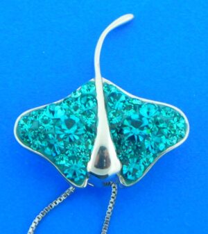 sterling silver & crystal manta ray pendant