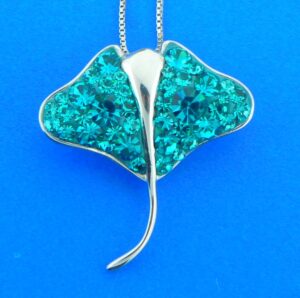 sterling silver & crystal manta ray pendant