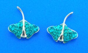 sterling silver & crystal manta ray earrings