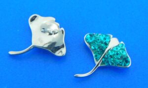 sterling silver & crystal manta ray earrings