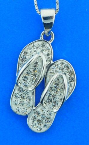 sterling silver & crystal flip flop pendant