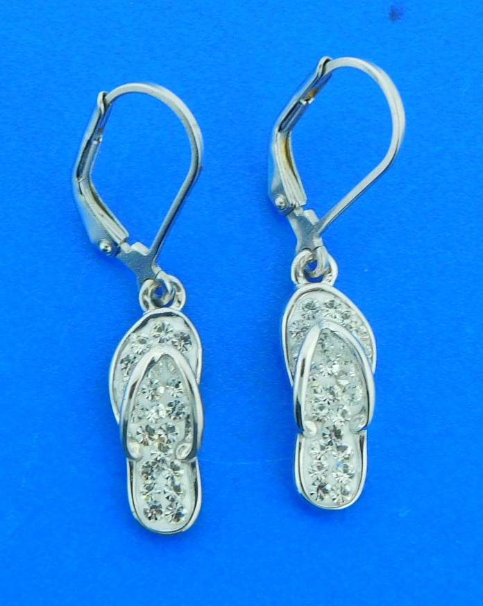 Flip Flop Earrings, Sterling Silver & Crystals | Island Sun Jewelry ...
