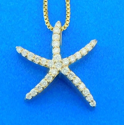 Starfish Diamond Pendant, 14K 1 14k diamond starfish pendant
