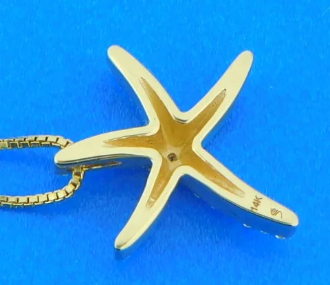 Starfish Diamond Pendant, 14K 3 14k diamond starfish pendant