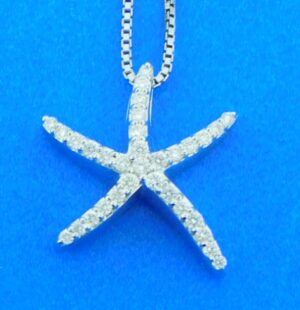 14k white gold diamond starfish pendant