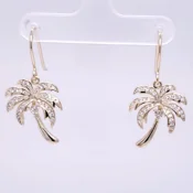 sterling silver yellow gold-plated palm tree dangle earrings