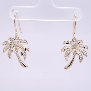 sterling silver yellow gold-plated palm tree dangle earrings