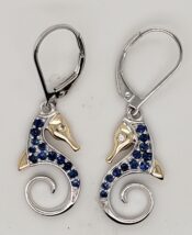 Steven Douglas Seahorse Earrings, Sterling Silver & 14k
