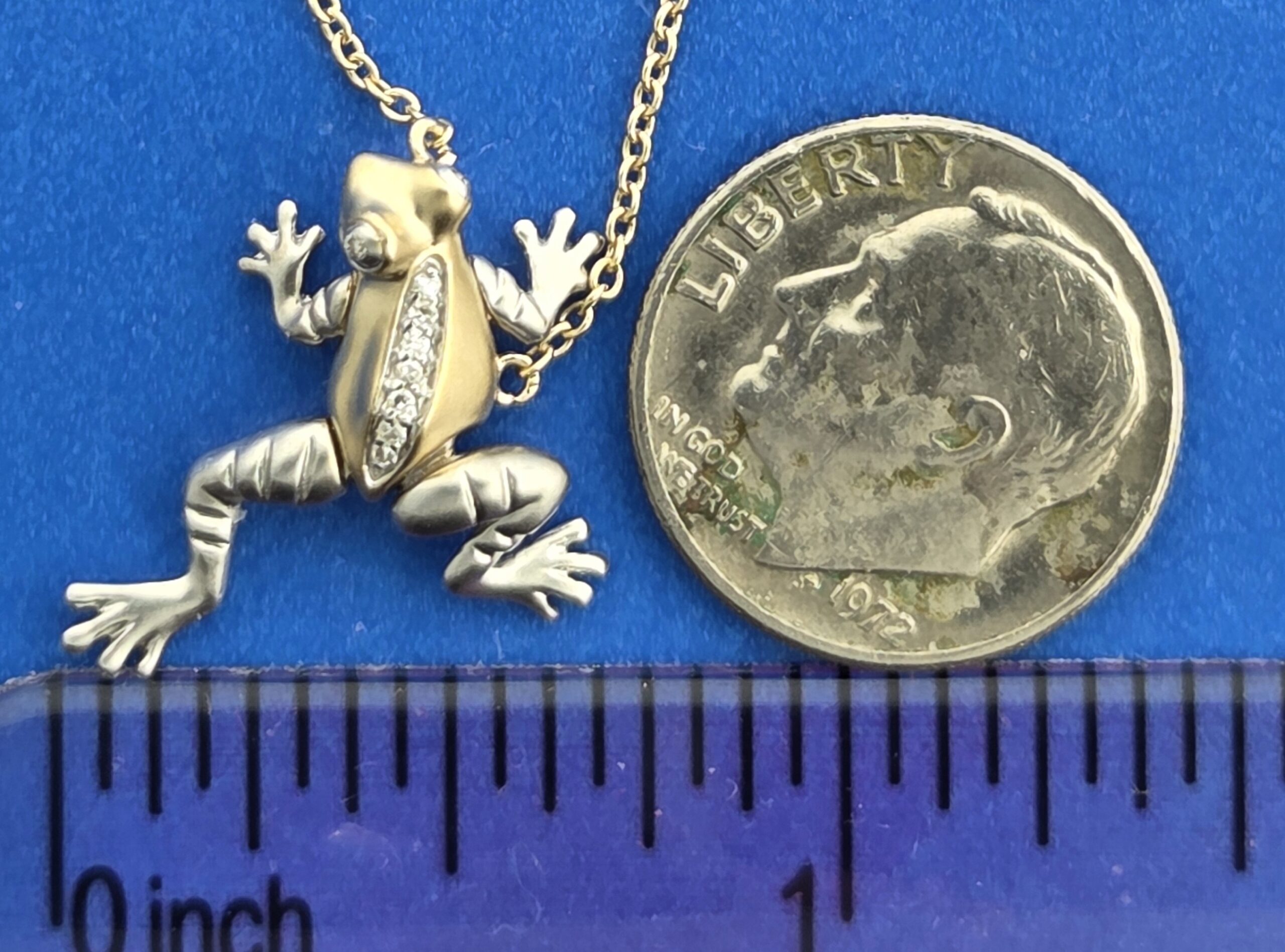 Frog Necklace, 14k 2-Tone & Diamonds 6 Frog Necklace, 14k 2-Tone & Diamonds - Image 6