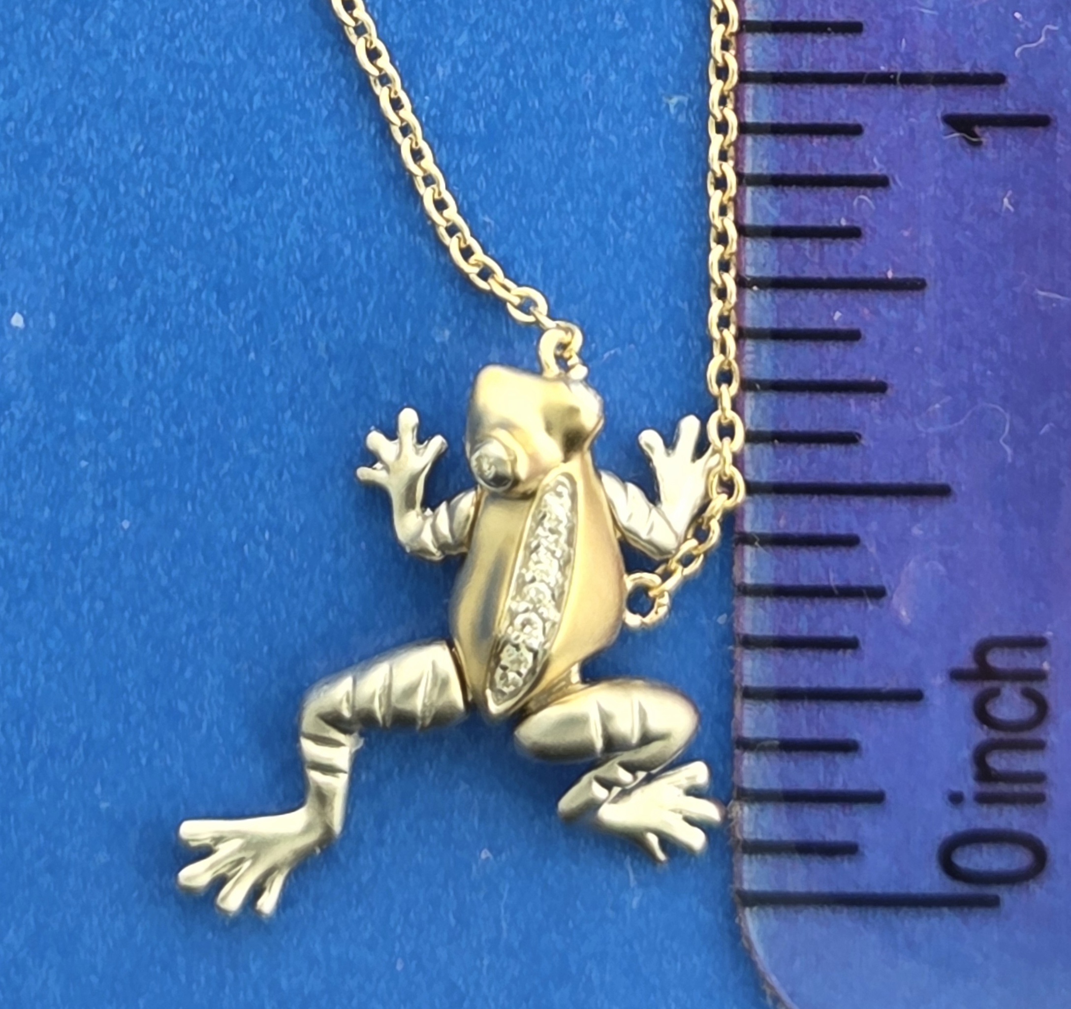 Frog Necklace, 14k 2-Tone & Diamonds 7 Frog Necklace, 14k 2-Tone & Diamonds - Image 7