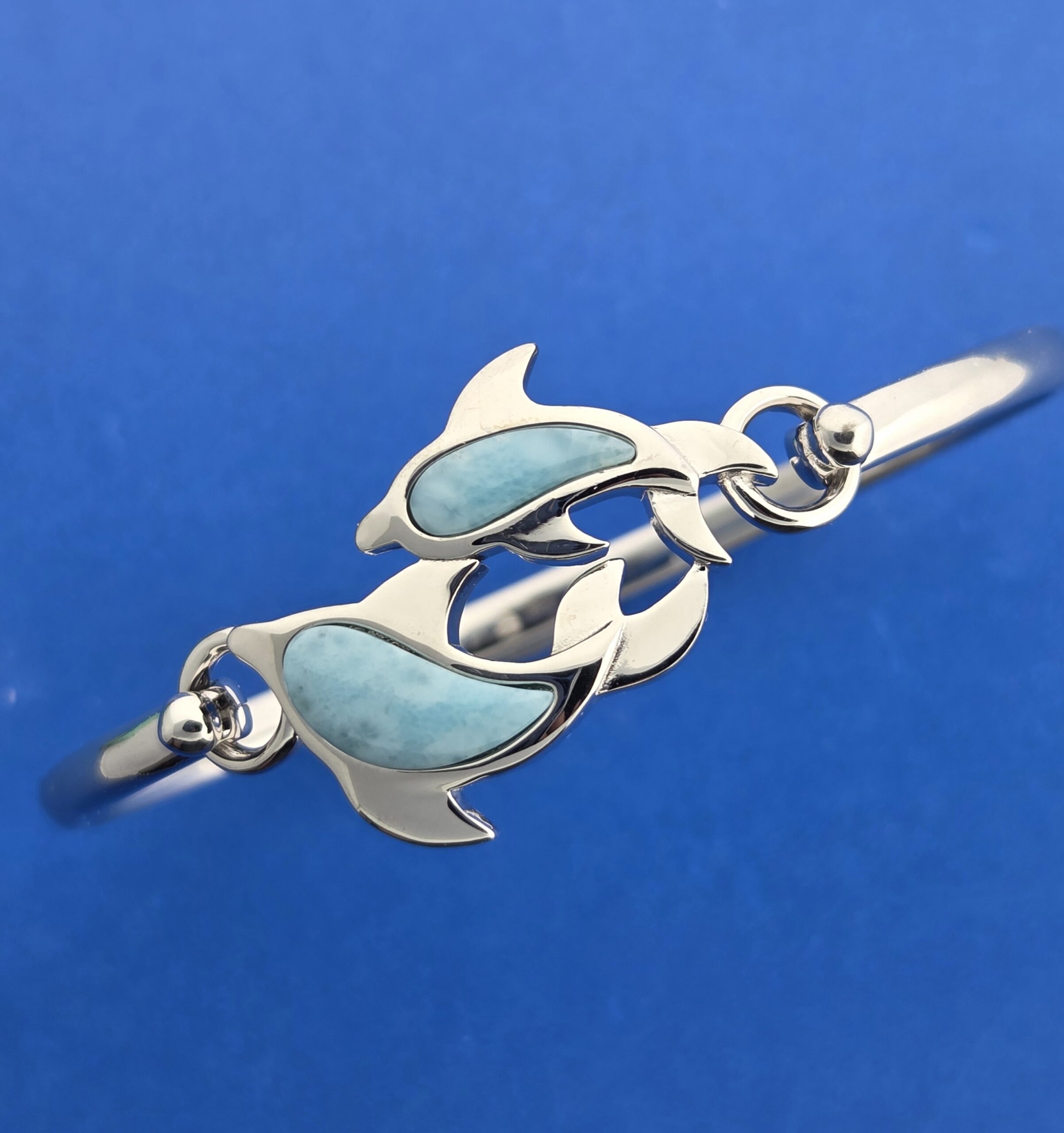 Alamea Dolphin Bracelet Topper, Sterling Silver & Larimar 6 Alamea Dolphin Bracelet Topper, Sterling Silver & Larimar - Image 6